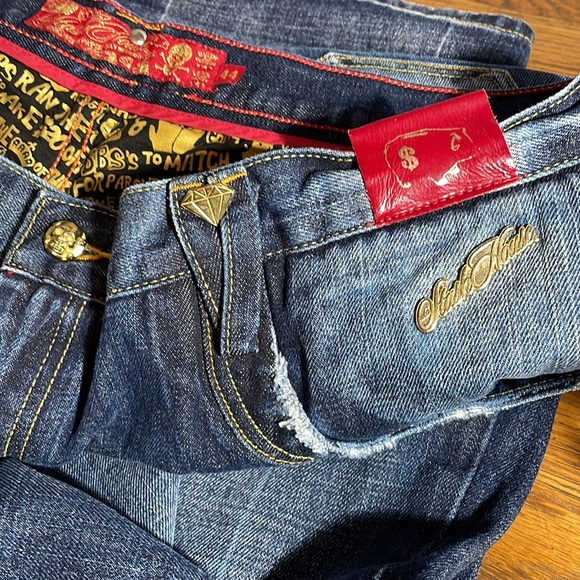 Stash House Denim Blue Jeans Baggy Pants Skulls Distressed - Picture 12 of 15